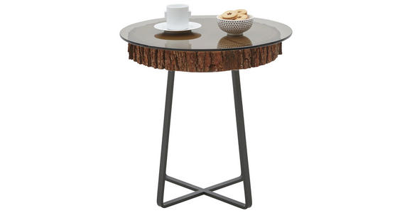COUCHTISCH in Glas, Holz, Metall 52/52 cm - Eichefarben/Anthrazit, Design, Glas/Holz (52/52cm) - Valnatura
