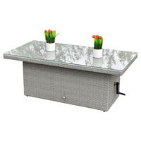 GARTENTISCH 120/60/46-68 cm Metall, Kunststoff rechteckig  - Grau, MODERN, Glas/Kunststoff (120/60/46-68cm) - Gardenson