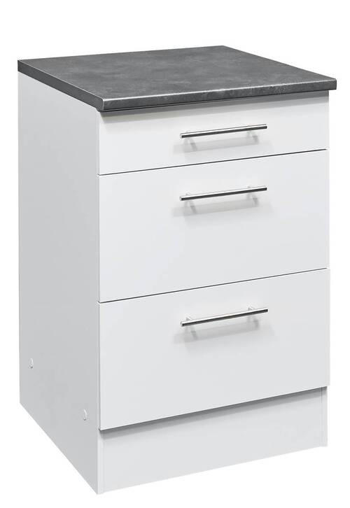 KÜCHENUNTERSCHRANK 60/90/60 cm  in Grau, Weiß  - Edelstahlfarben/Weiß, KONVENTIONELL, Holzwerkstoff/Metall (60/90/60cm) - MID.YOU