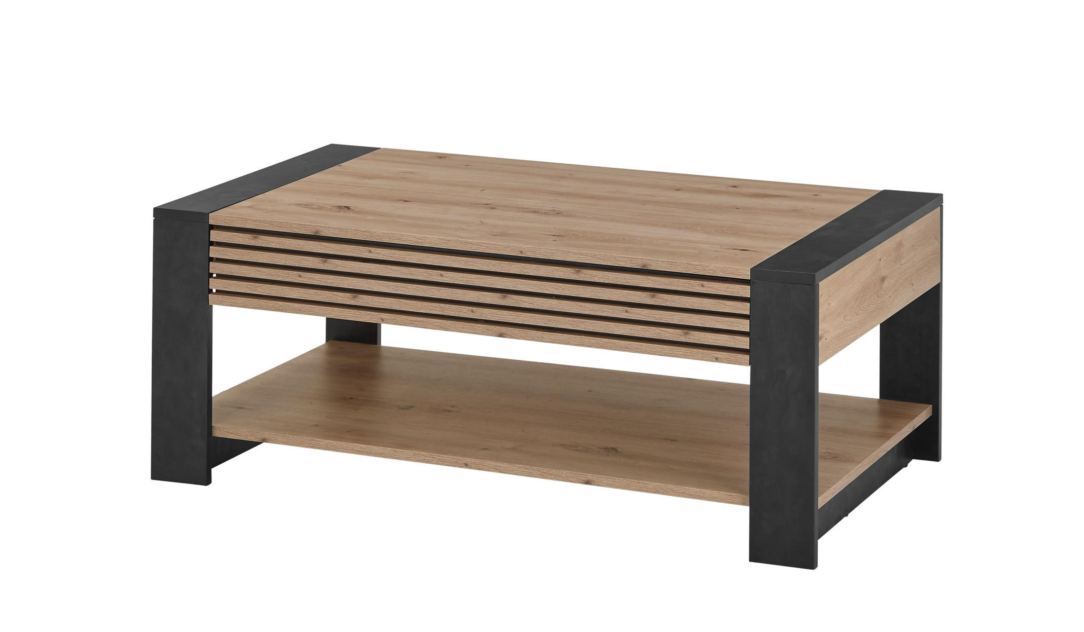 COUCHTISCH rechteckig Schwarz, Eiche Artisan  - Schwarz/Eiche Artisan, Design, Holzwerkstoff (108/42/60cm) - Livetastic