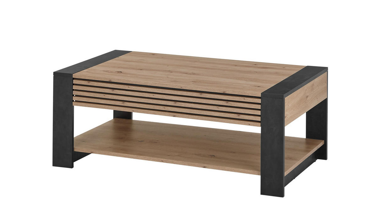 COUCHTISCH 108/42/60 cm rechteckig Schwarz, Eiche Artisan  - Schwarz/Eiche Artisan, Design, Holzwerkstoff (108/42/60cm) - Livetastic