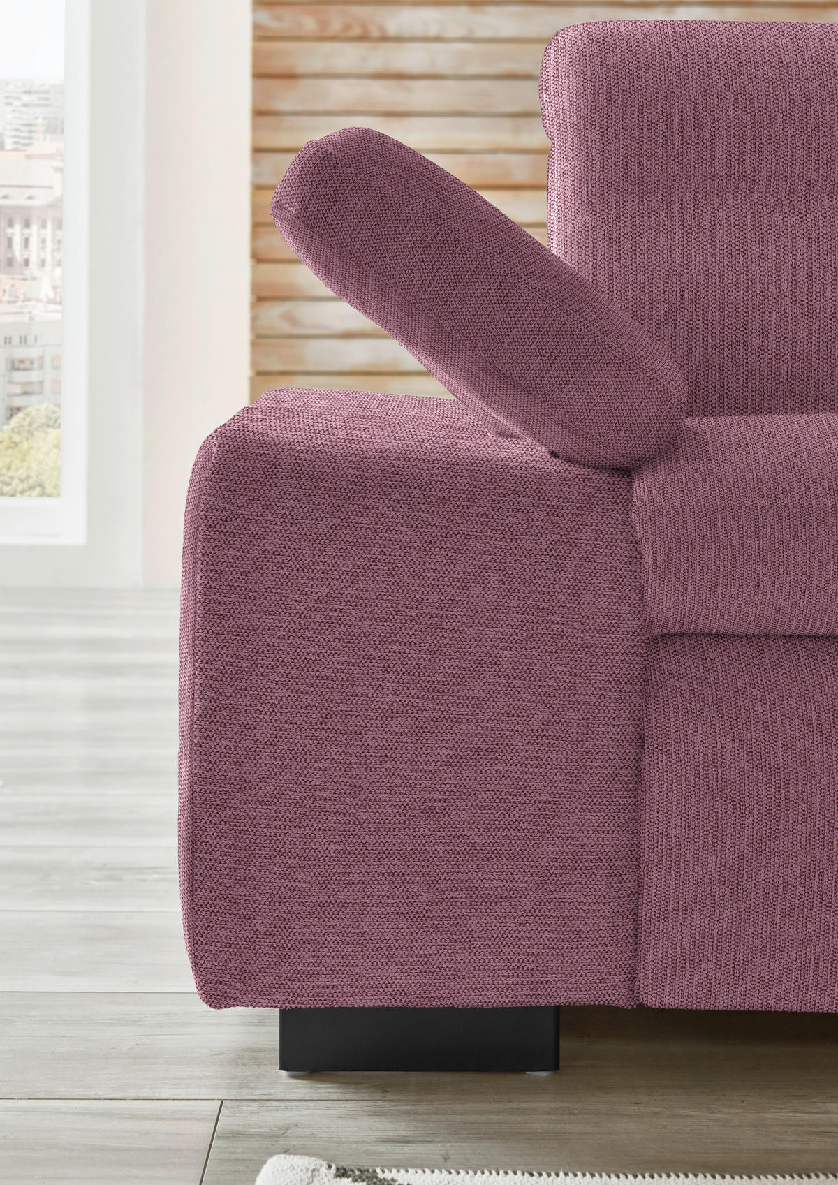 ECKSOFA in Flachgewebe Bordeaux  297/174 cm  - Bordeaux/Schwarz, Design, Textil/Metall (297/174cm) - Beldomo Style