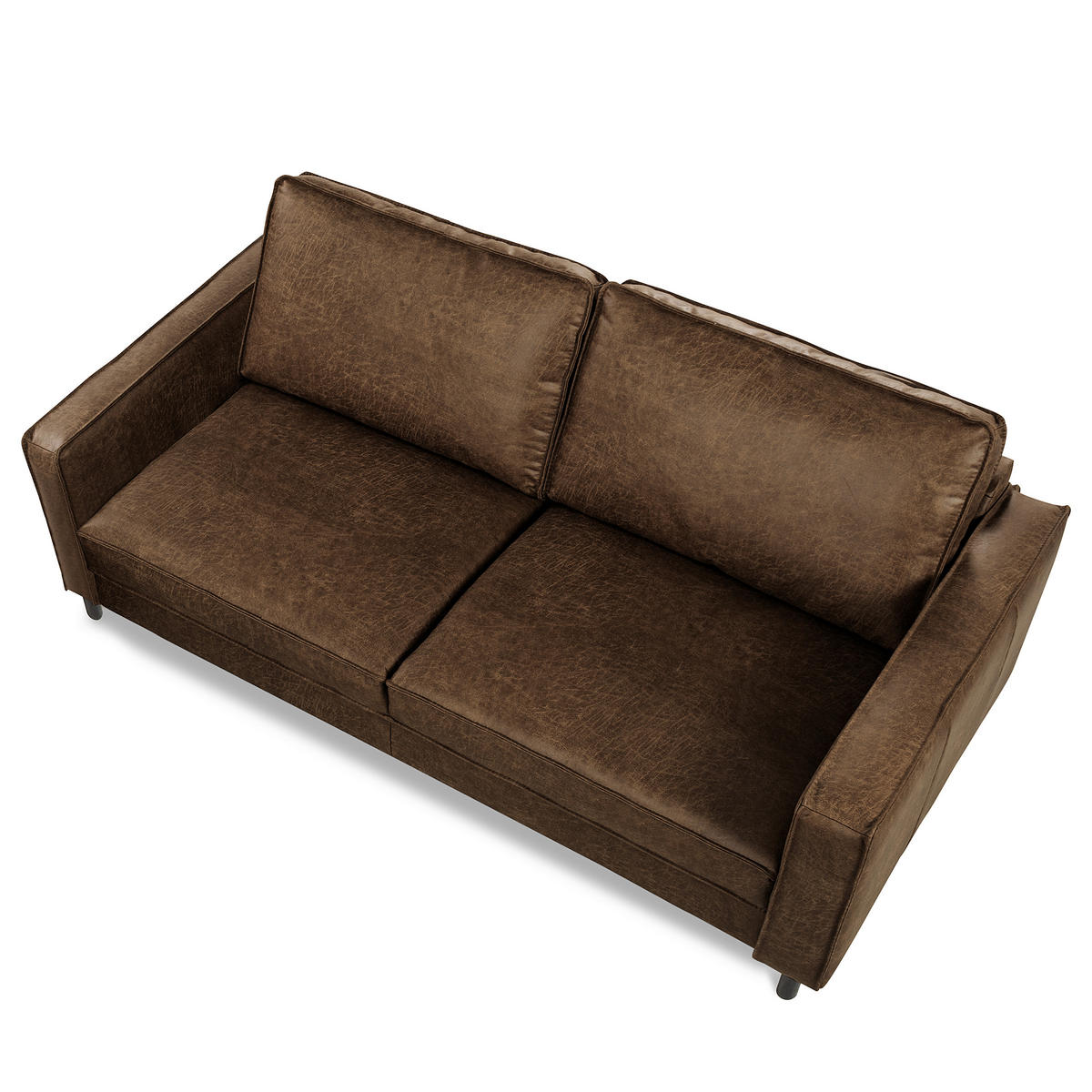 3-SITZER-SOFA Echtleder Lederlook Dunkelbraun  - Dunkelbraun/Schwarz, Design, Leder/Textil (188/85/92cm) - Livetastic