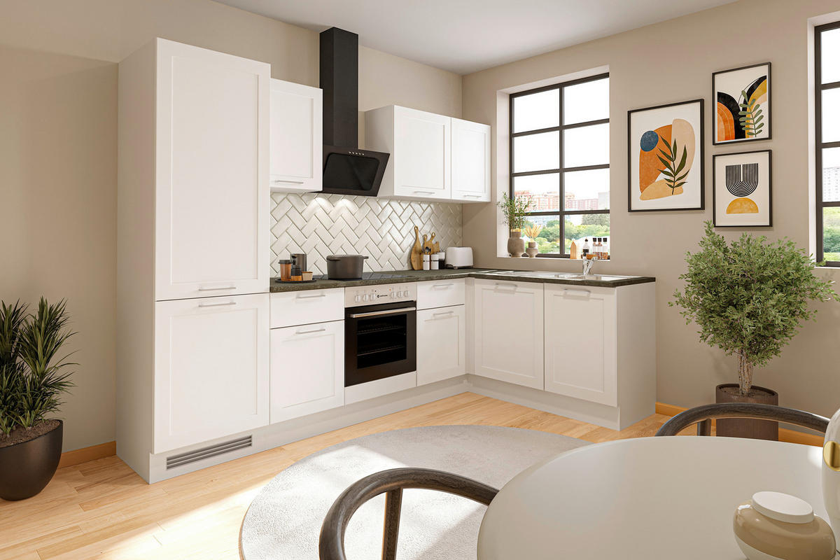 ECKKÜCHE 280/175 cm  in Weiß  - Chromfarben/Anthrazit, Design, Holzwerkstoff/Metall (280/175cm) - MID.YOU