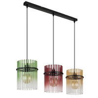 HÄNGELEUCHTE GORLEY 80/20/140 cm   - Brombeere/Schwarz, LIFESTYLE, Glas/Kunststoff (80/20/140cm) - Globo