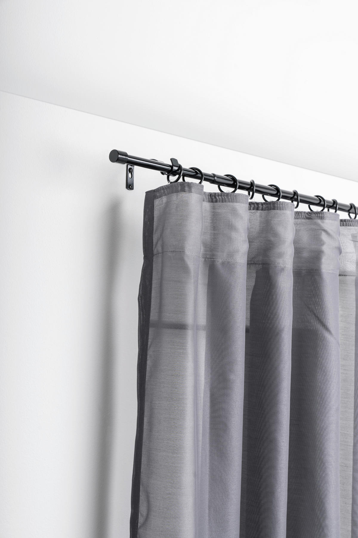 VORHANGSTANGENSET 120-210 cm  - Schwarz, Basics, Metall (120-210cm) - Homeware