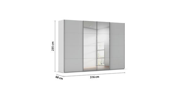 SCHWEBETÜRENSCHRANK  in Seidengrau  - Chromfarben/Seidengrau, Design, Holzwerkstoff/Metall (316/235/68cm) - Novel