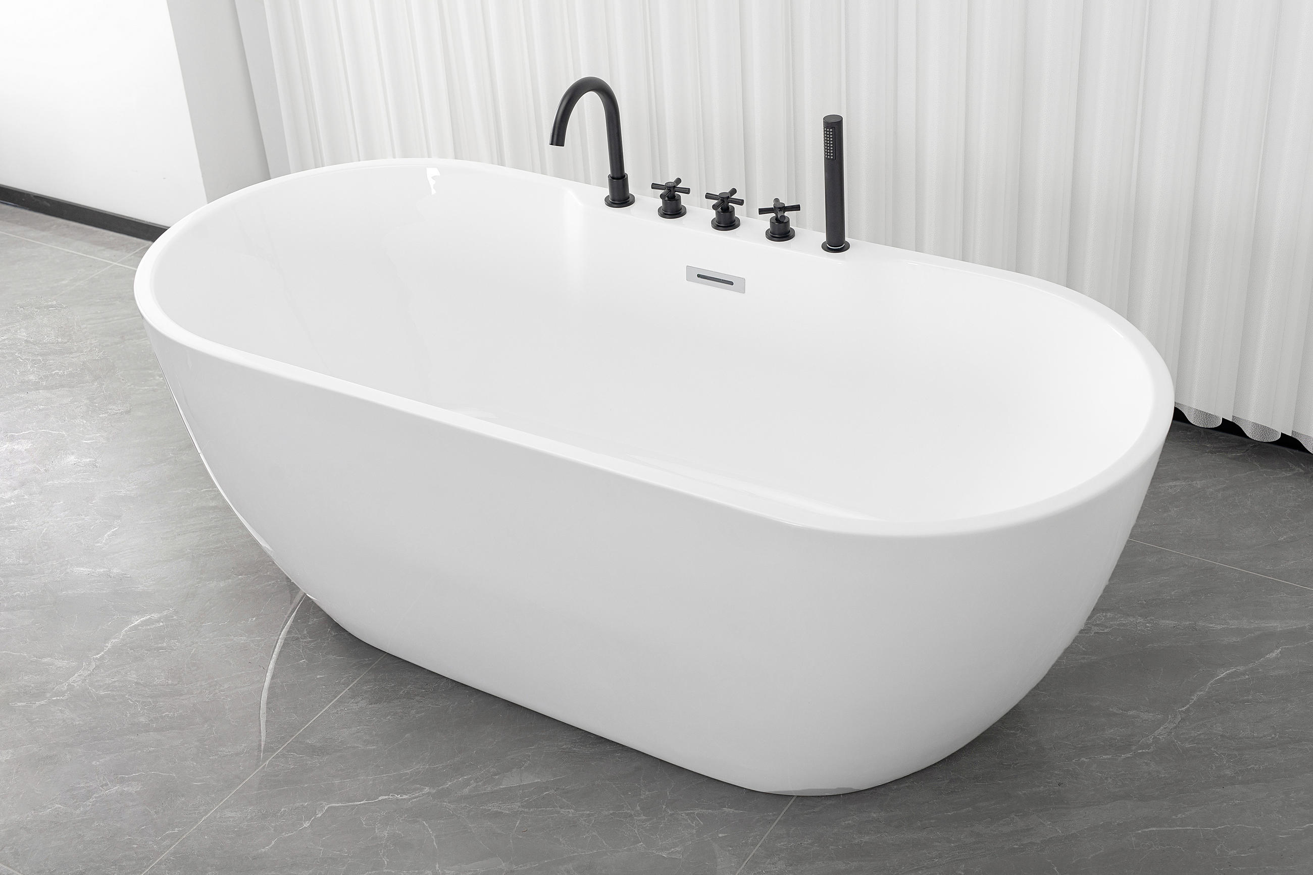 BADEWANNE freistehend  170/75/58 cm  - Weiß, KONVENTIONELL, Kunststoff (170/75/58cm) - Sanotechnik