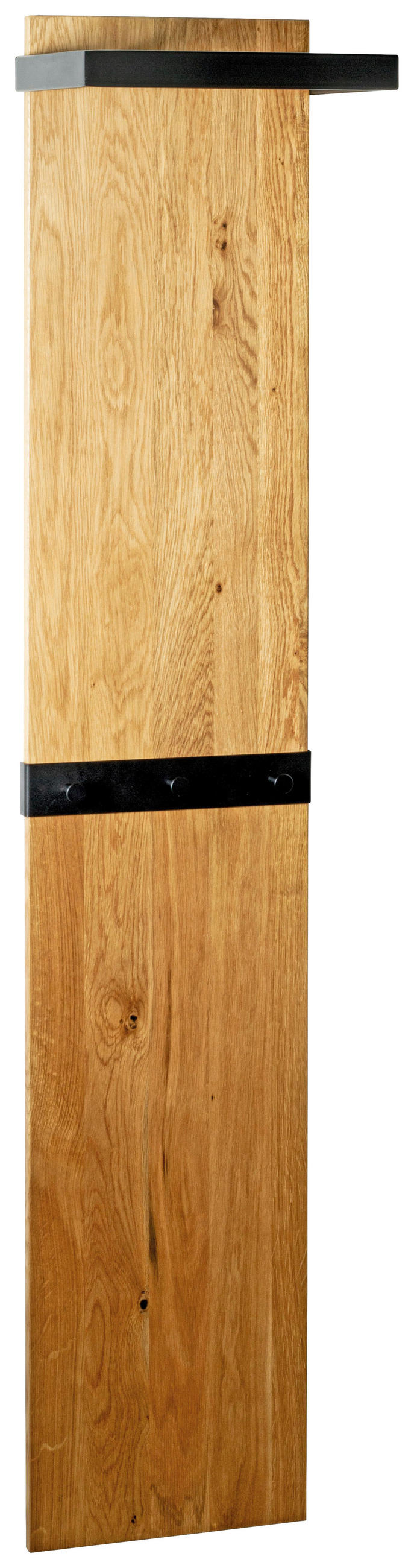 WANDGARDEROBE  in Eiche massiv Schwarz, Eichefarben  - Eichefarben/Schwarz, KONVENTIONELL, Holz/Metall (35/175/25cm)