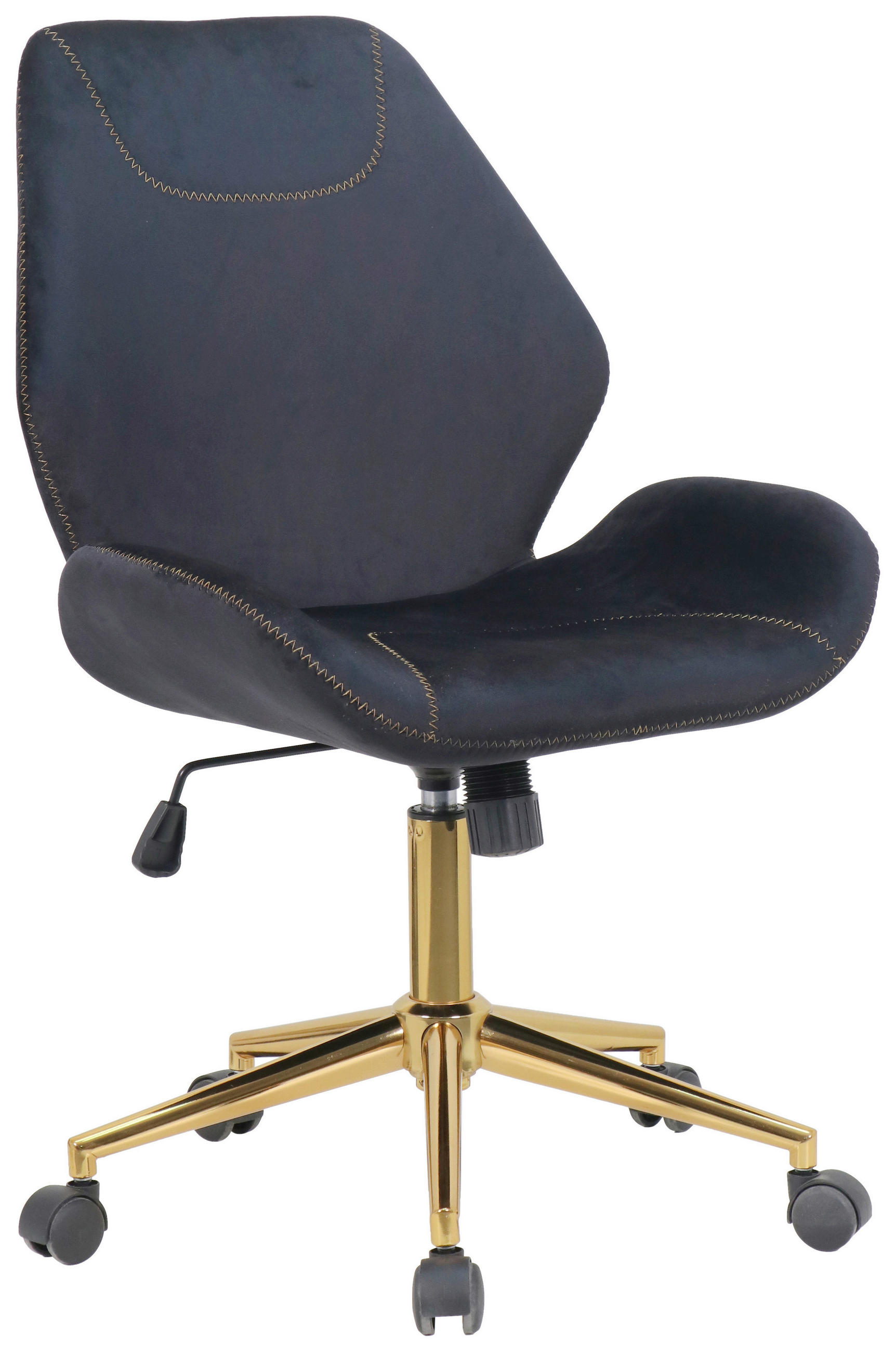 DREHSTUHL Samt Schwarz, Goldfarben  - Goldfarben/Schwarz, Design, Kunststoff/Textil (58/89/63,5cm) - Hom`in