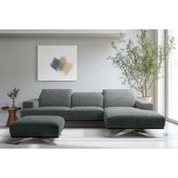 ECKSOFA PORTLAND Anthrazit Struktur Kopfteilverstellung  - Chromfarben/Anthrazit, Design, Holz/Textil (295/187cm) - Livetastic