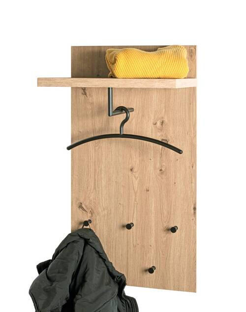 WANDGARDEROBE  in Schwarz, Eichefarben  - Eichefarben/Schwarz, KONVENTIONELL, Holzwerkstoff/Metall (48/90/31cm)