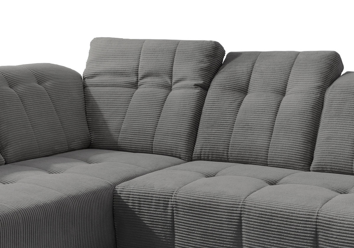 ECKSOFA in Cord Grau  - Schwarz/Grau, Modern, Textil/Metall (200/261cm) - Livetastic