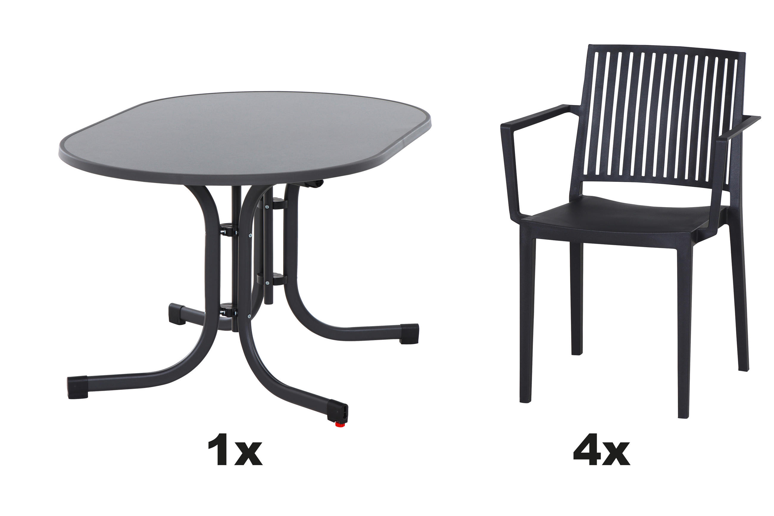 GARTENGARNITUR 5-teilig Stahl  - Anthrazit, Basics, Kunststoff/Metall (90/80/138cm) - Siena Garden