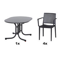 GARTENGARNITUR 5-teilig  - Anthrazit, Basics, Holzwerkstoff/Kunststoff (90/80/138cm) - Siena Garden