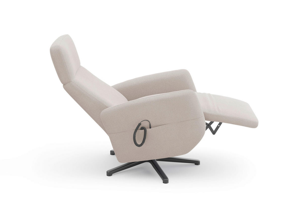 RELAXSESSEL Flachgewebe Aufstehhilfe    - Greige/Schwarz, KONVENTIONELL, Textil/Metall (71/110/82cm) - Sit & More
