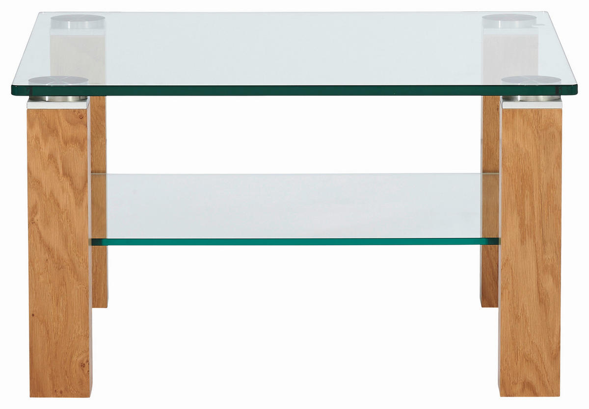 COUCHTISCH Eiche furniert Kristallglas 75/75/43 cm quadratisch Eichefarben  - Eichefarben, Design, Glas/Holz (75/75/43cm)