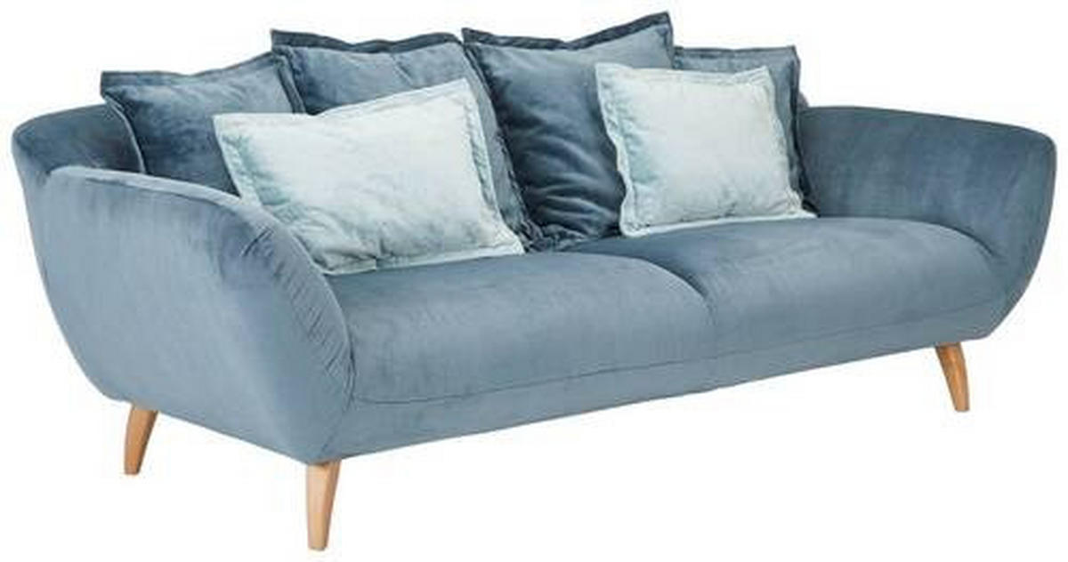 BIGSOFA in Plüsch Petrol  - Buchefarben/Petrol, Design, Holz/Textil (235/80/108cm) - MID.YOU