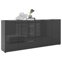 SIDEBOARD Style  in 225/98,7/40 cm  - Chromfarben/Anthrazit, Basics, Glas/Holzwerkstoff (225/98,7/40cm)