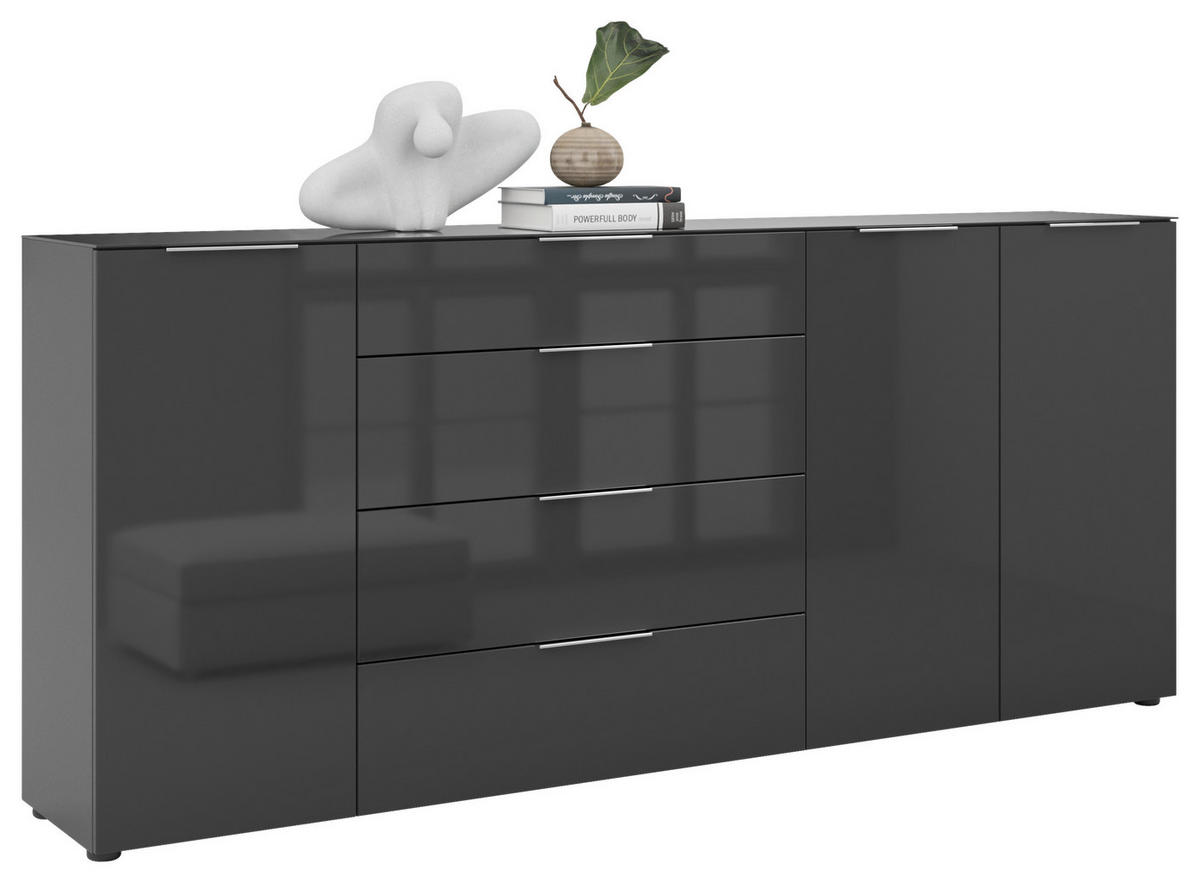 SIDEBOARD Style  in 225/98,7/40 cm  - Chromfarben/Anthrazit, Basics, Glas/Holzwerkstoff (225/98,7/40cm)