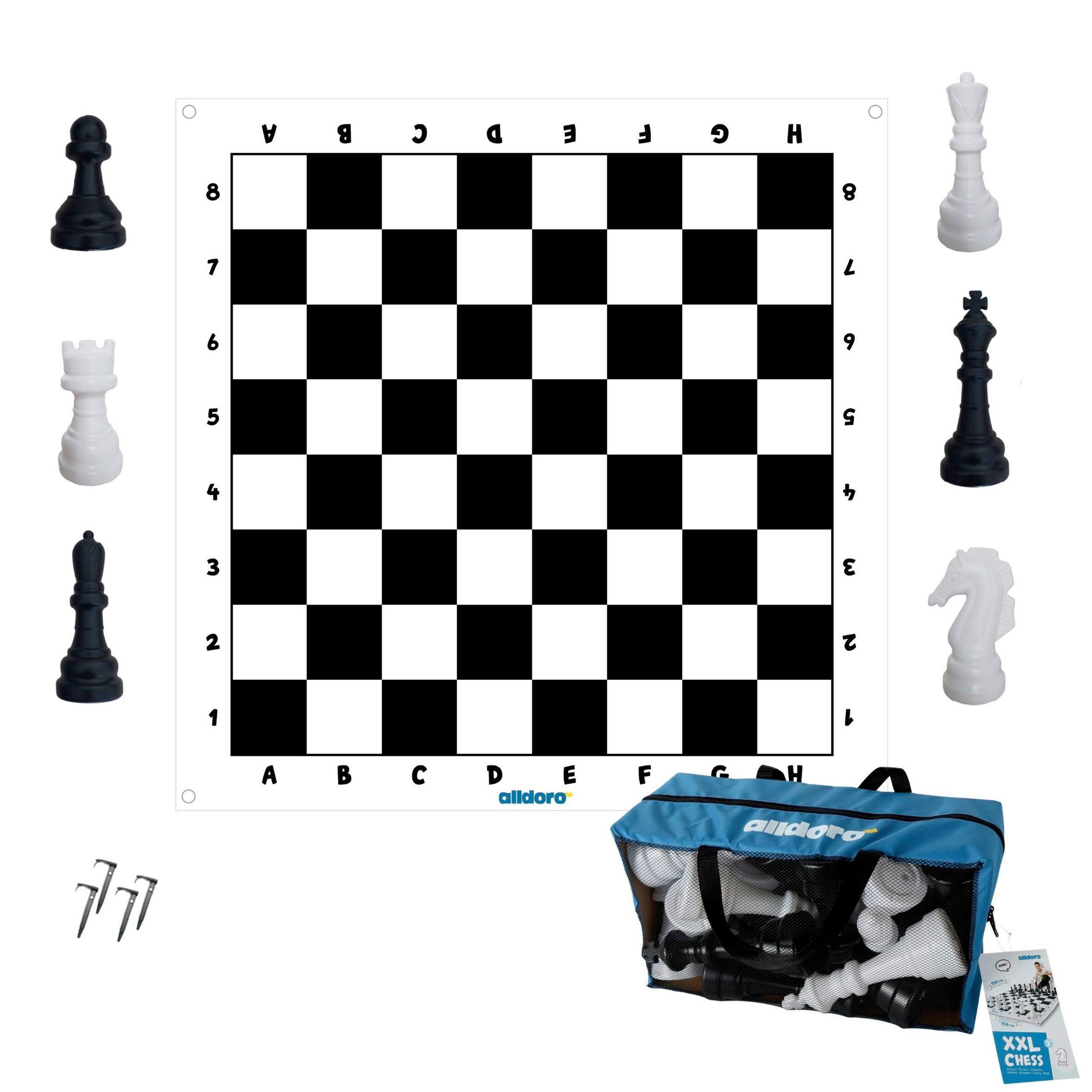 OUTDOORSPIEL XXL Schach 160/160 cm Schwarz, Weiß  - Schwarz/Weiß, Basics, Kunststoff/Textil (160/160cm) - alldoro