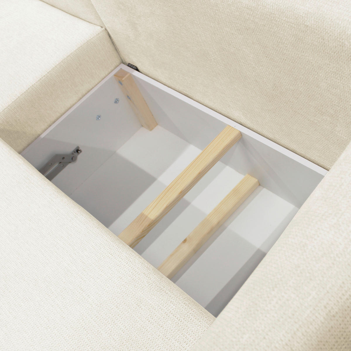 ECKSOFA Creme Struktur  - Creme/Schwarz, Design, Kunststoff/Textil (201/240cm) - MID.YOU