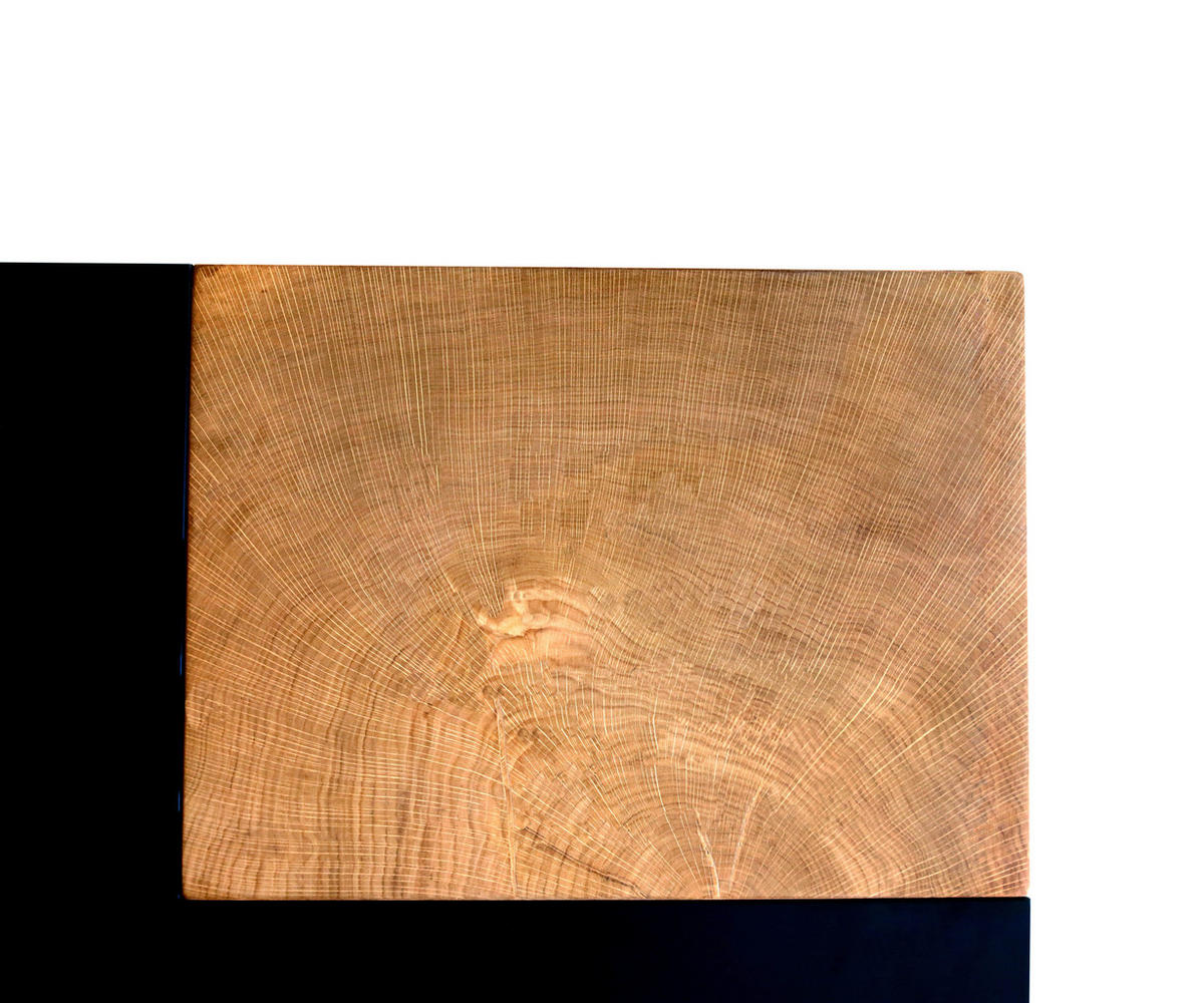 COUCHTISCH Eiche furniert rechteckig Naturfarben, Schwarz  - Schwarz/Naturfarben, Design, Holz/Holzwerkstoff (120/44/70cm) - MID.YOU