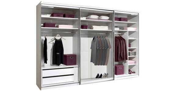 SCHWEBETÜRENSCHRANK in Sandfarben, Eiche Artisan - Sandfarben/Graphitfarben, Design, Glas/Holzwerkstoff (280/222/68cm) - Moderano