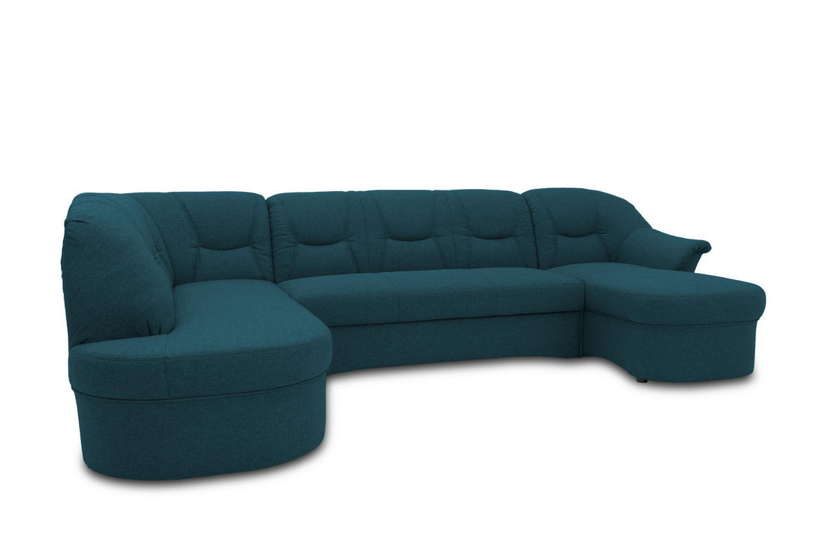 WOHNLANDSCHAFT in Mikrofaser Dunkelblau  - Schwarz/Dunkelblau, KONVENTIONELL, Kunststoff/Textil (180/295/146cm) - MID.YOU