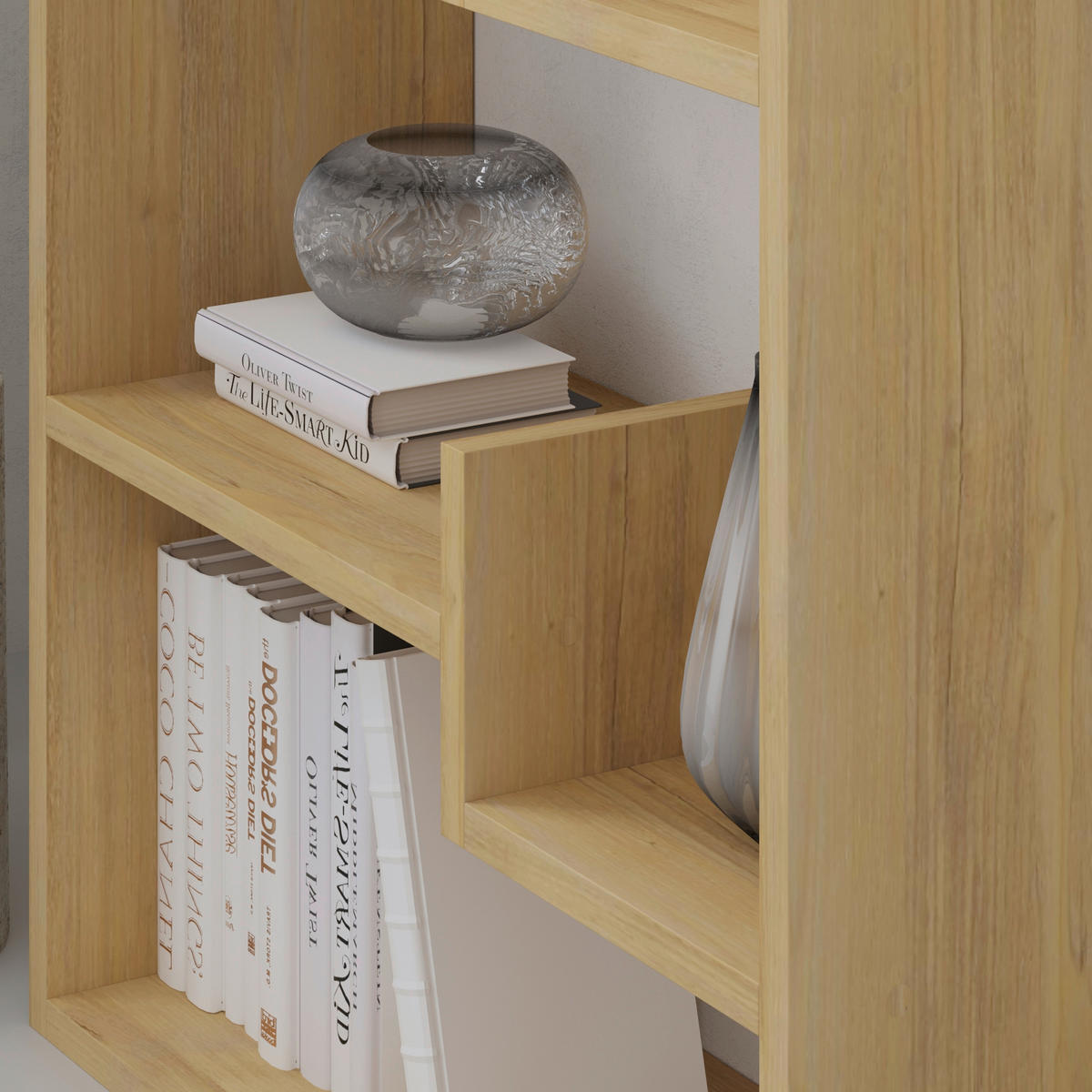 BÜCHERWAND  61/163/22 cm Weiss, Eichefarben  - Weiss/Eichefarben, Design, Holzwerkstoff (61/163/22cm) - Livetastic
