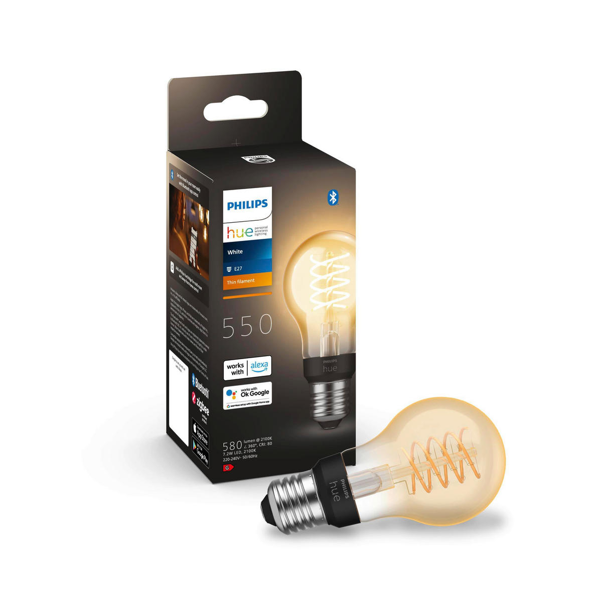 LED-LEUCHTMITTEL   E27 7,2 W  - Schwarz, Basics, Kunststoff (6/6/11,5cm) - Philips HUE