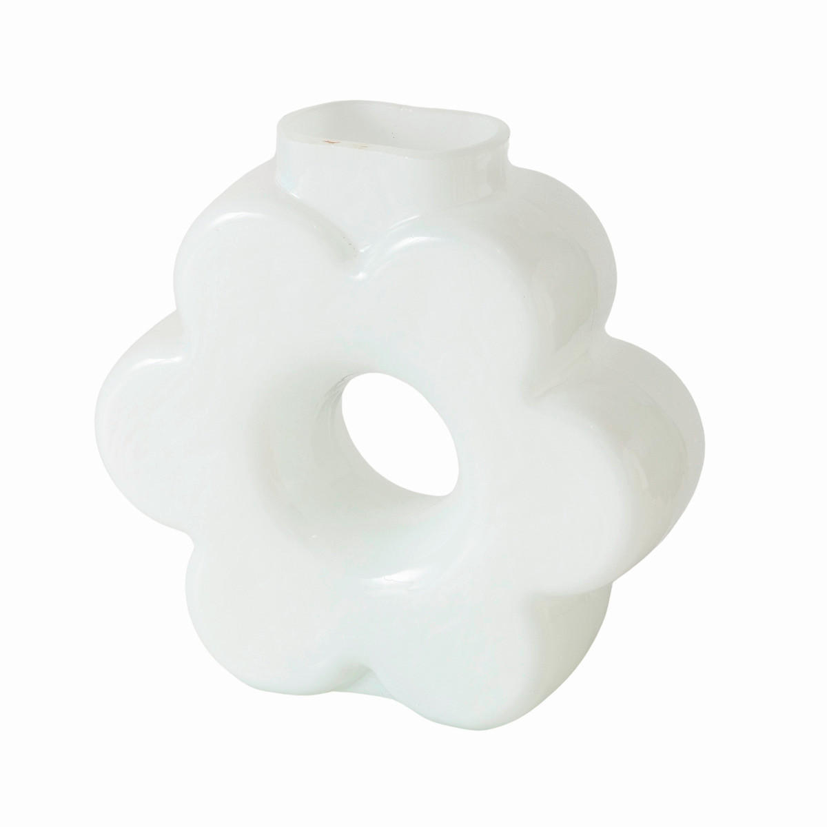 DEKOVASE  - Weiß/Grün, KONVENTIONELL, Glas (20/7/20cm)