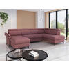 WOHNLANDSCHAFT GLENDALE E in Chenille Aubergine  - Aubergine/Schwarz, KONVENTIONELL, Textil/Metall (166/321/193cm) - Sit & More