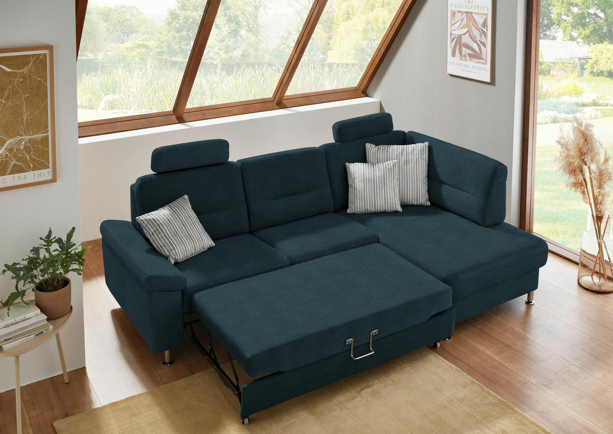 ECKSOFA  in Flachgewebe Opal  244/160 cm  - Opal/Alufarben, KONVENTIONELL, Textil/Metall (244/160cm) - Beldomo Comfort
