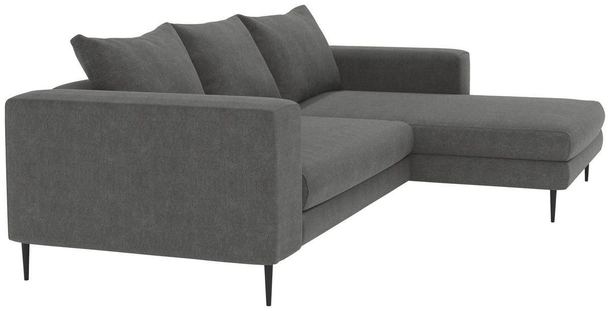 ECKSOFA Struktur Dunkelgrau  - Dunkelgrau/Schwarz, Modern, Textil/Metall (325/170cm) - Trendmanufaktur