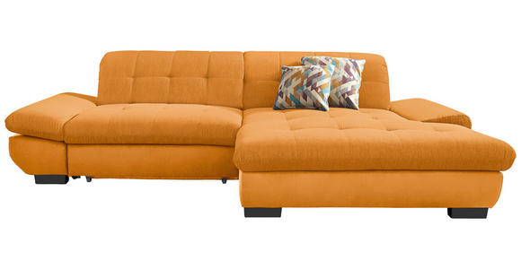 ECKSOFA in Mikrofaser Currygelb  290/198 cm  - Currygelb/Schwarz, Design, Textil/Metall (290/198cm) - Xora