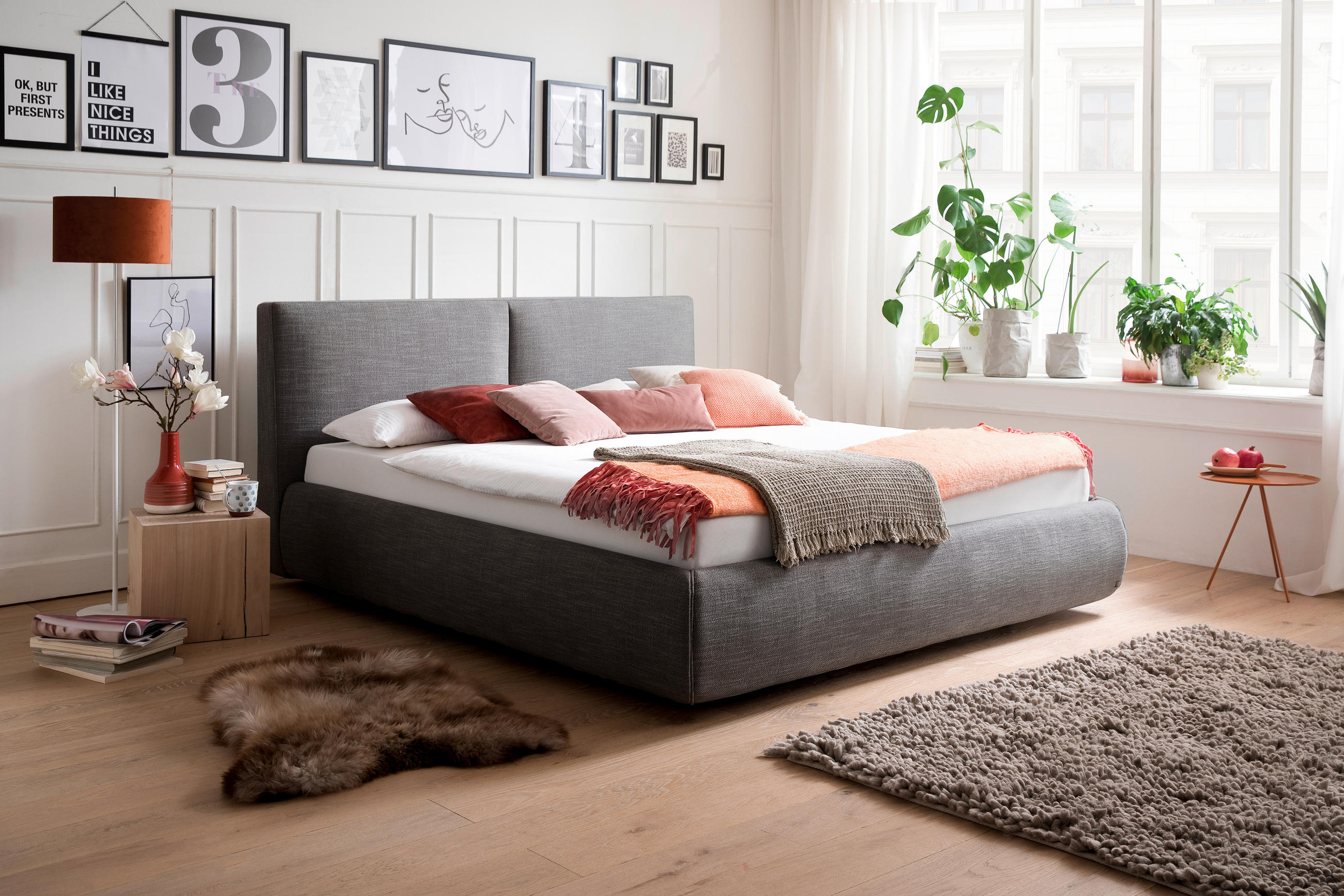P & B Polsterbett Atesio Anthrazit 180x200 cm