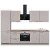 KÜCHENBLOCK 300 cm   in Eiche dunkel, Grau  - Eiche dunkel/Edelstahlfarben, MODERN, Holzwerkstoff/Metall (300cm) - Nobilia