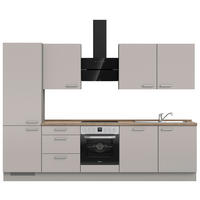 KÜCHENBLOCK 300 cm   in Grau, Eiche dunkel  - Eiche dunkel/Edelstahlfarben, MODERN, Holzwerkstoff/Metall (300cm) - Nobilia
