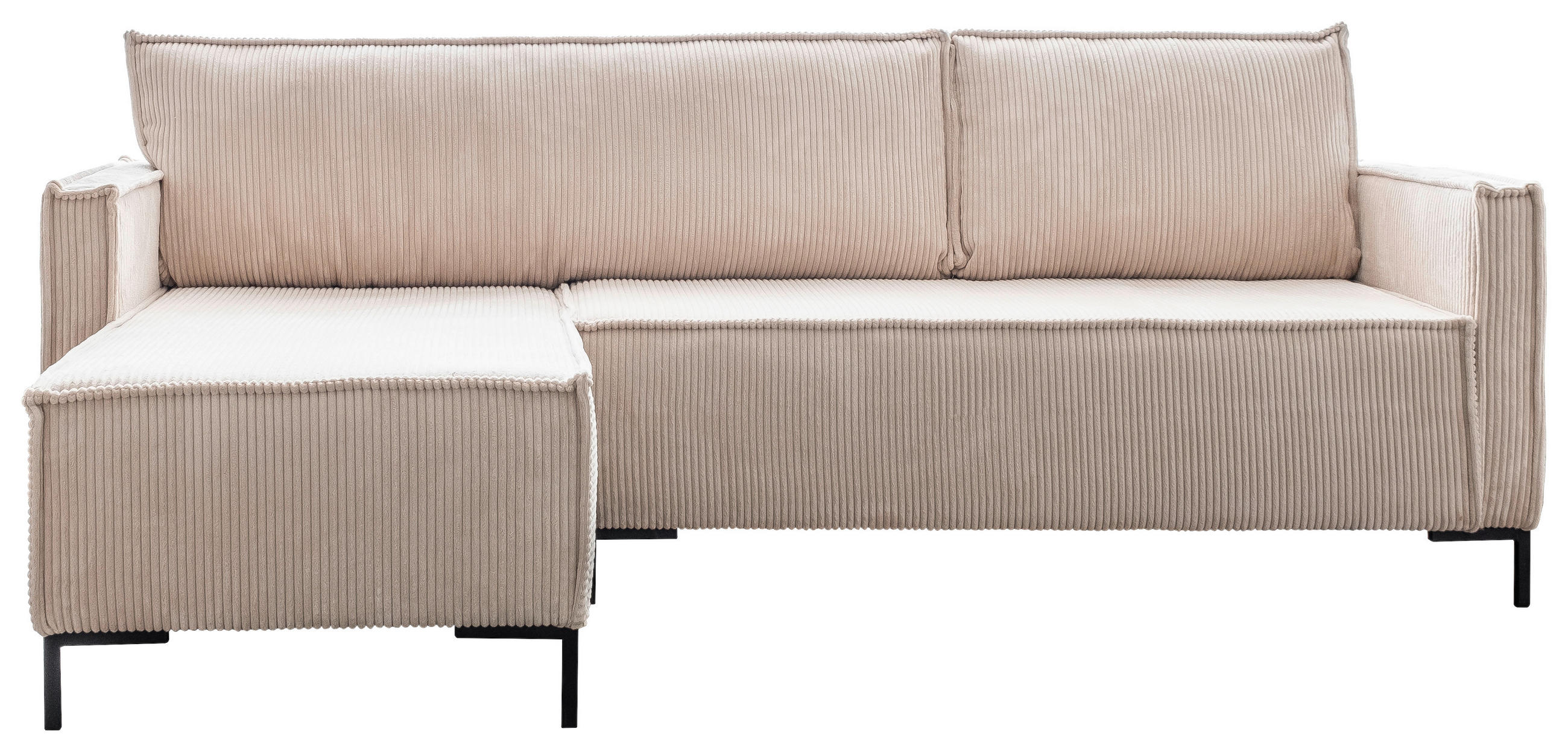 ECKSOFA Cord Beige  - Beige/Schwarz, Design, Textil/Metall (232/90/154cm) - MID.YOU