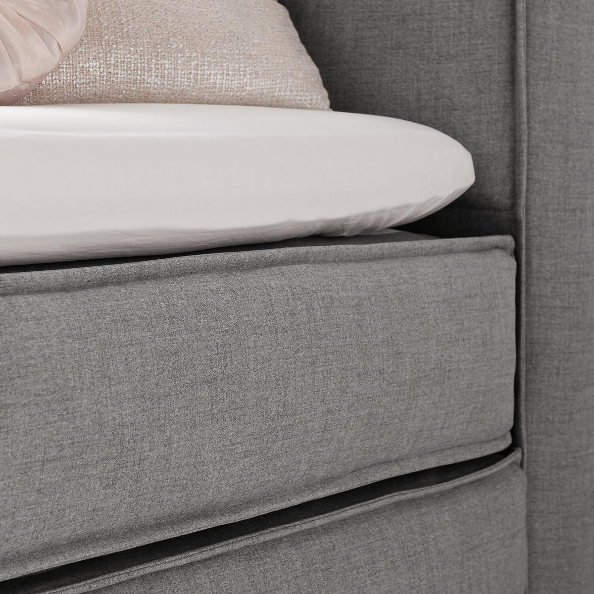 BOXSPRINGBETT 200/220 cm  in Hellgrau  - Hellgrau/Schwarz, Design, Kunststoff/Textil (200/220cm) - home24