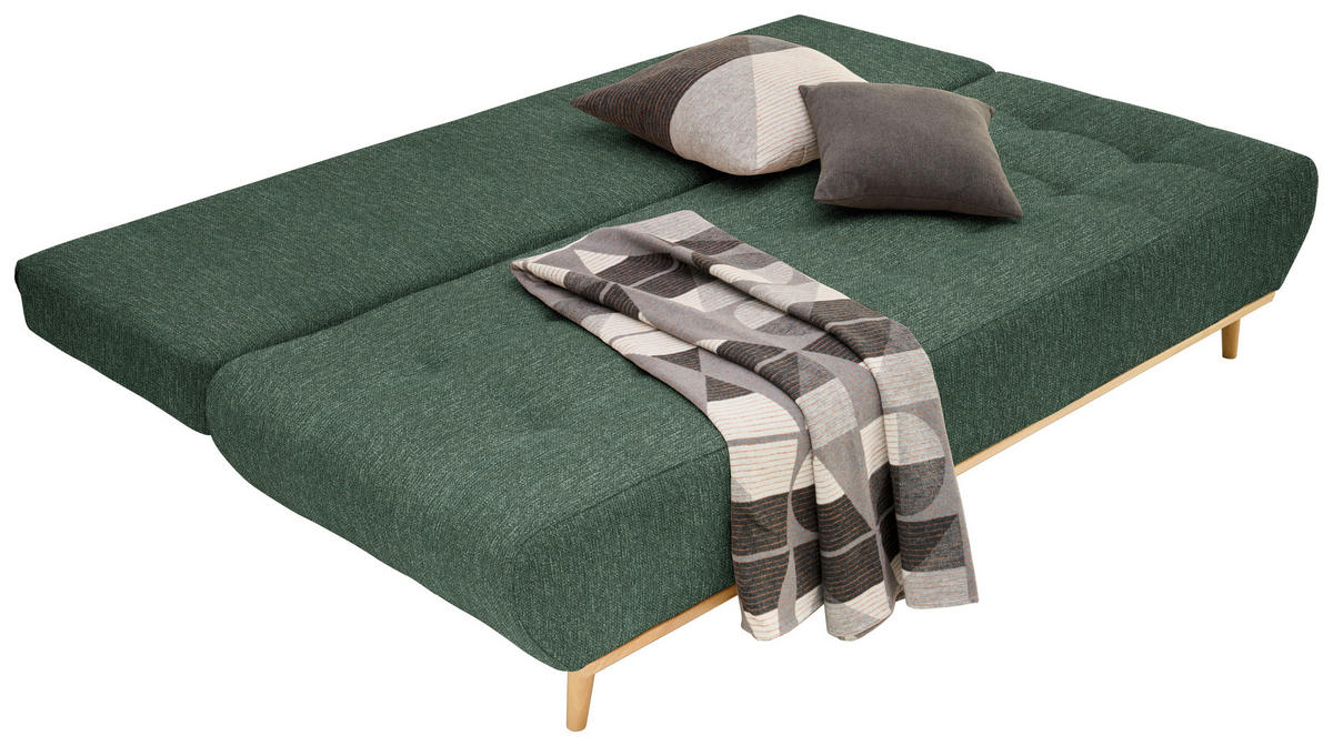 SCHLAFSOFA in Flachgewebe Grün  - Beige/Naturfarben, Design, Holz/Textil (200/71/95cm) - Livetastic