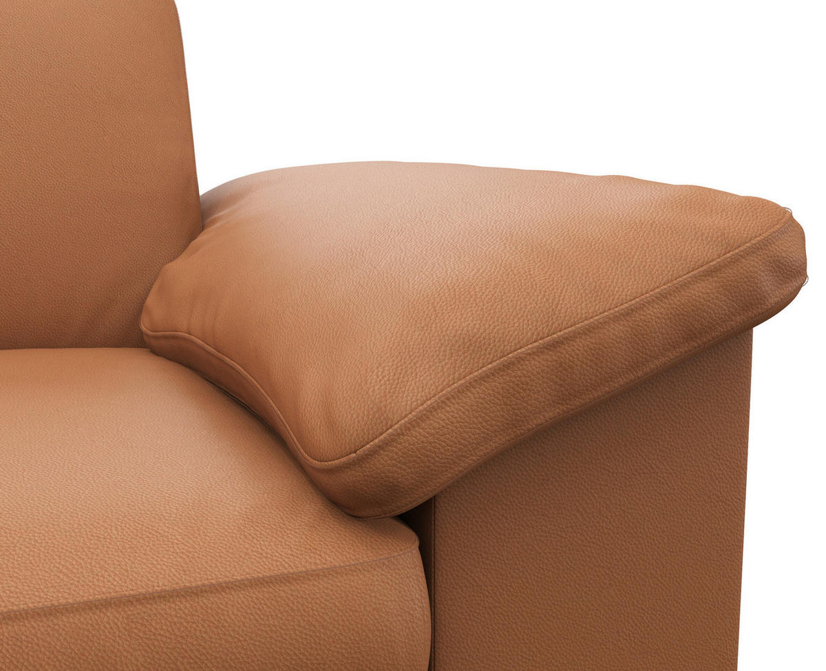 ECKSOFA Cognac Echtleder  - Cognac/Schwarz, Design, Leder/Metall (247/225cm) - Livetastic