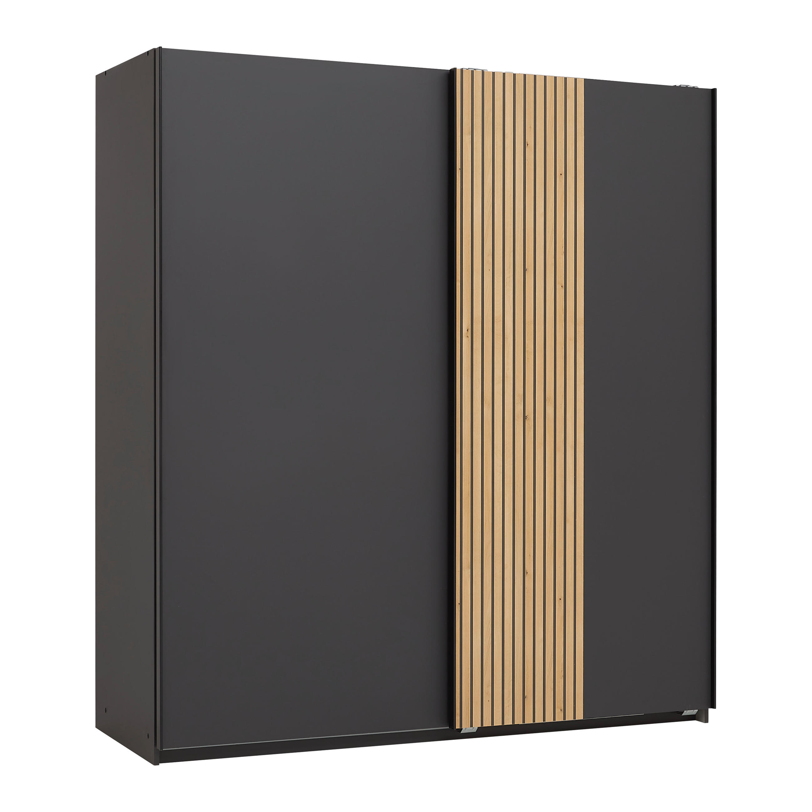 GARDEROB MED SKJUTDÖRRAR 180/198/65 cm 2-dörrar - grafitfärgad/svart, Klassisk, metall/trämaterial (180/198/65cm) - Carryhome