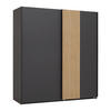 GARDEROB MED SKJUTDÖRRAR 180/198/65 cm 2-dörrar - grafitfärgad/svart, Klassisk, metall/trämaterial (180/198/65cm) - Carryhome