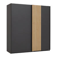 GARDEROB MED SKJUTDÖRRAR 180/198/65 cm 2-dörrar - grafitfärgad/svart, Klassisk, metall/trämaterial (180/198/65cm) - Carryhome