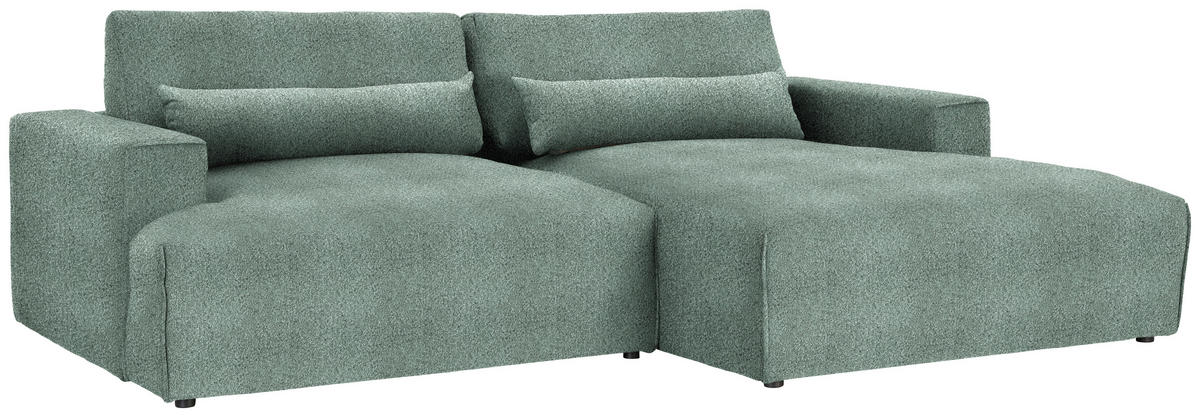 ECKSOFA Felicia in Chenille Waldgrün  267/187 cm  - Waldgrün/Schwarz, Design, Kunststoff/Textil (267/187cm) - Stylife