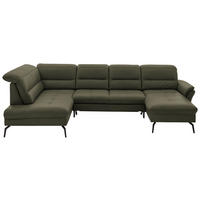 WOHNLANDSCHAFT Echtleder Grau, Grün  - Schwarz/Grau, Design, Leder/Metall (206/336/181cm) - Beldomo Speed