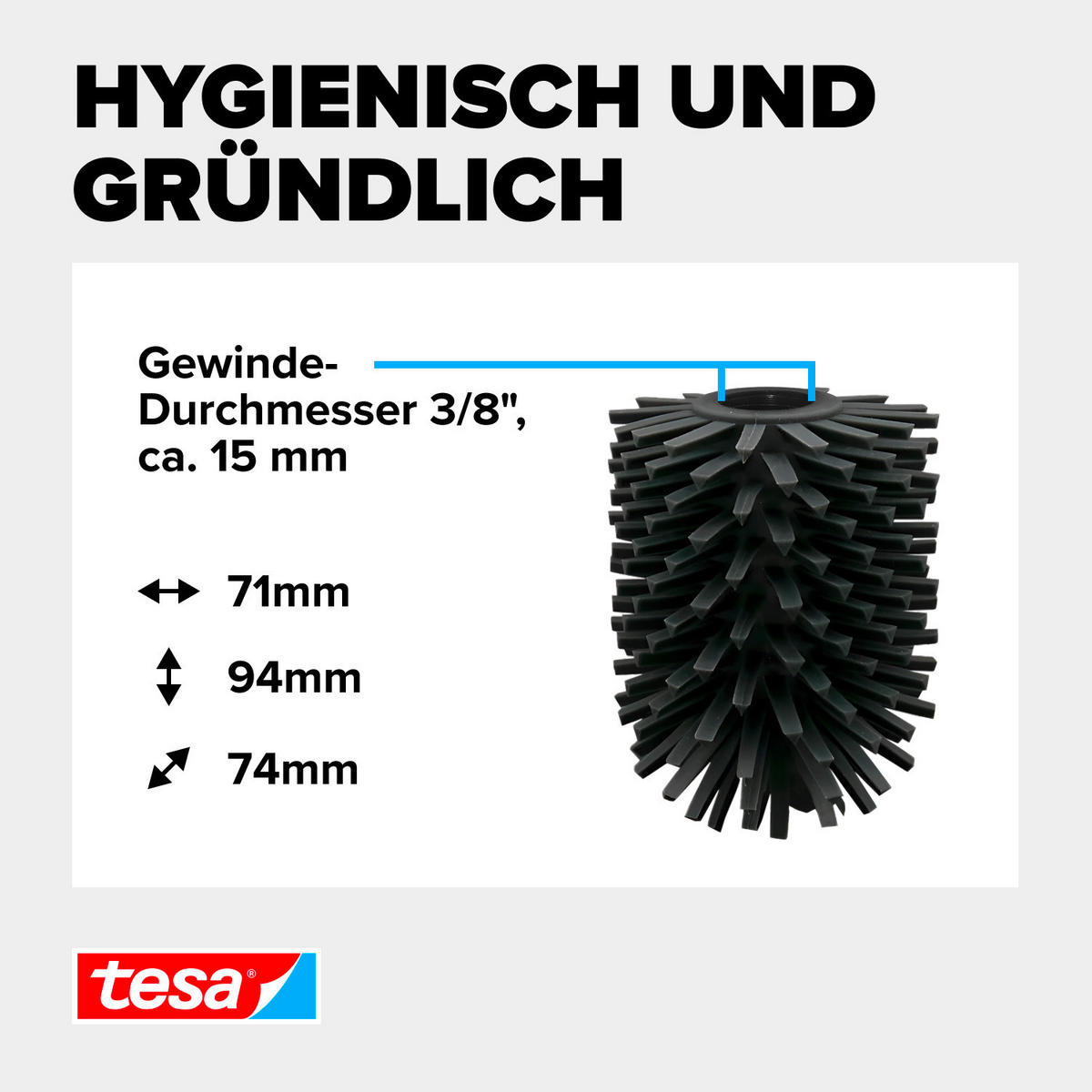 ERSATZBÜRSTE - Basics, Kunststoff (7,1/9,4/7,1cm) - Tesa