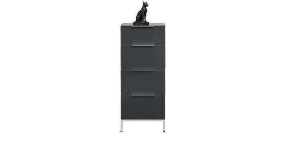 KOMMODE in 45/101/42 cm - Anthrazit/Alufarben, Design, Glas/Holzwerkstoff (45/101/42cm) - Voleo